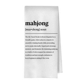 ERYBHKRTYH Mahjong Definition Kitchen Towels - Mah Jong Gifts Decorative Waffle Dish Towels, Mahjong Accessories Hand Towel, Mah Jong Tea Towel, 16 x 24 Inches
