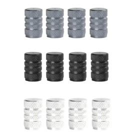 12 Pcs Tyre Valve Caps, Black Dust Caps for Car Tyres Tire Valve Stem Caps, Aluminum Tire Valve Cap Valve Covers Replacement for Cars, Bike and Bicycle, Trucks, Motorcycles