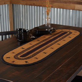 VHC Brands Heritage Farms Star Jute Runner 13x48 Primitive Country Braided Kitchen Tabletop Design, Tan