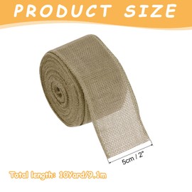 MECCANIXITY Burlap Ribbon Fabric Wired Edge Ribbons Natural 2 Inch x 10 Yard Wired Ribbon for Gift Wrapping, Bow, Wreath, Christmas Tree, Flower Bouquet