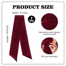 YKW Christmas Velvet Wreath Sash, 2 Pack Extra Wide 5.1" Premium Red Bow Ribbon for Holiday Door Decoration, Outdoor Fence Garden Fireplace Mantle Decor