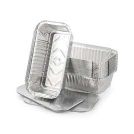 Homeshopa Aluminum Foil Trays Containers with Lids, 200 Pack Large Disposable Meal Prep Baking Food Storage Takeaway Tins, Reusable Food Container for Roasting Baking Broiling Cooking and Freezing