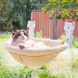 JUNSPOW Cat Window Perch Cordless, Foldable & Stable Cat Beds- Breathable Cat Window Hammock for Overlooking, Sunbathing and Climbing - Maximum Hold Up to 40lb