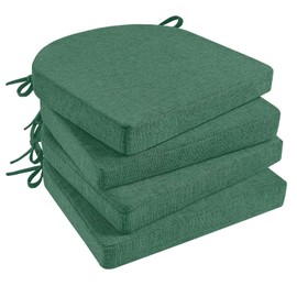 Basic Beyond Chair Cushions for Dining Chairs 4 Pack, Kitchen Chair Cushions with Ties and Non Slip Backing, 16 x 16 inches Chair Pads for Dining Chairs (Forest Green)