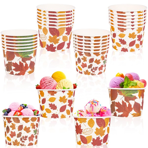 HOWAF 24pcs Fall Treat Snack Cups, Maple Leaves Disposable Paper