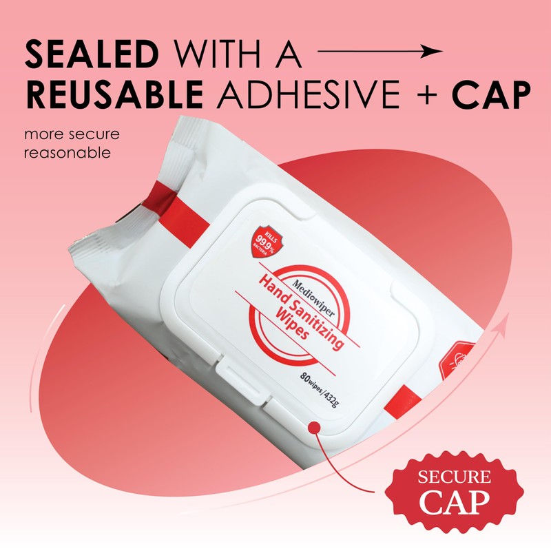 MEDIWIPER 1920 Wipes (80CT*24PK) - Hand Sanitizing Wipes Bulk Pack