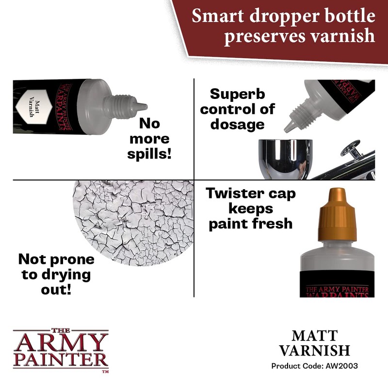 The Army Painter, Airbrush Matt Varnish, 100ml Dropper Bottle -