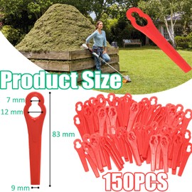 Acehome 150 Pcs Plastic Grass Trimmer Blades, Cordless Strimmer Blades 83 mm Lawn Mower Cutting Blades Garden Mower Replacement Blades for Ryobi VonHaus Grass Strimmer-Red