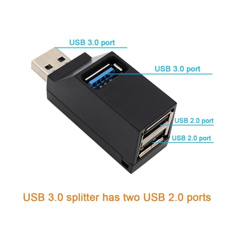 HKM Compact & Powerful: Mini USB Hub with 3 Ports