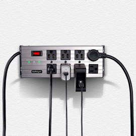 StarTech.com 8-Outlet Industrial Power Strip 125V/15A, EMI/RFI Isolation, Mountable PDU, 12ft NEMA 5-15P Cord, NEMA-15R Outlets