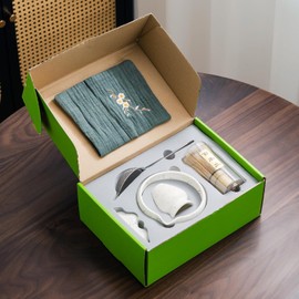 【7 in 1】 Matcha Whisk Set, Japanese Tea Set Includes Matcha Bowl with Spout, Matcha Whisk Holder, Bamboo Matcha Whisk and Bamboo Scoop, Ceramic Matcha Kit for Tea Lovers ﻿ (White -7pcs)