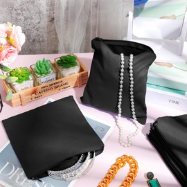 Sanwuta 8 Pcs Zippered Silver Storage Bags Anti Tarnish Bags Silver Pouches Silver Keeper Jewelry Storage Protector Bags (Black, 5.9 x 5.9 Inch)