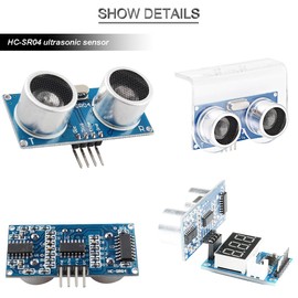 Youmile 5 pcs HC-SR04 Ultrasonic Sensor Distance Module High sensitivity Ultrasonic module + Ultrasonic Sensor ranging display module with Mounting Bracket DuPont Cable Screw nut kit
