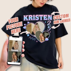 H-DEWALL Custom Shirts with Photo on Shirt Birthday Shirt Birthday Crew Y2k Outfit Gift for Boyfriend from Girlfriend Custom Photo Funny T Shirt