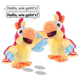 Playtastic Talking Parrot - Set of 2 Talking Plush Parrots with Microphone - 22cm (Parrot Parrot, Labret Toy, Talking Toy)