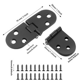 AUXBC Heavy Duty Folding Table Hinges(3.1 x 1.15inch), Zinc Alloy Table Folding Flip Top Hinge, 180 Degree Round Edge Butler Tray Hinge, Black/4Pcs