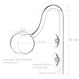 USCAPE Loop Pipe Outflow Glass Aquarium Filter Spout Glassware (17 mm (16/22 mm))