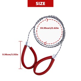 2 Pcs Stainless Steel Cable Saw, Metal Wire Saw Hand Pocket String Rope Saw Emergency Survival Saw PVC Pipe Cable Saw for Wood Camping Hiking Hunting Red and Black 23.62 Inch