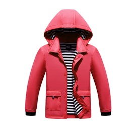 M2C Boys Girls Hooded Waterproof Rain Jackets Cotton Lined Windbreaker 4/5 Red