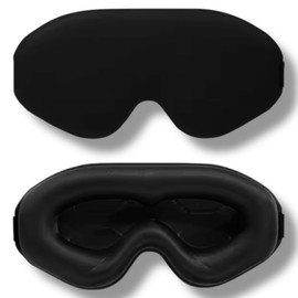 3D Sleeping Mask Opaque Sleeping Mask for Men and Women for Side Sleepers Comfortable Eye Mask with Eye Space Sleeping Mask Cotton Adjustable Travel Festival Camping (Black, Set of 1)