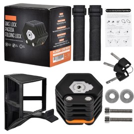 TINMAGI Bike Saddle Foldable Bicycle Lock, 85 cm Folding Lock with Bracket, 3 Keys, Lightweight Bicycle Folding Lock Link Lock Chain Lock for Road Bike Mountain Bike