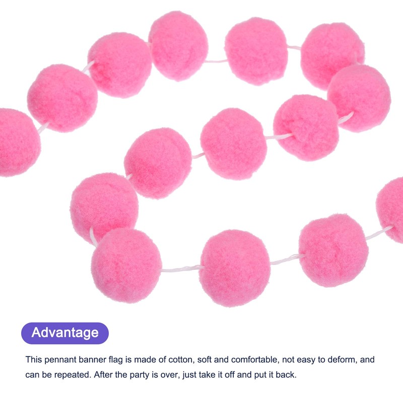 MECCANIXITY 2Pcs Felt Ball Garland Pink Pom Pom Garland Handing