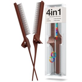 ColorBow Peine de clip de cola de rata (paquete de 2) peine alisador de pelo, peine de hierro plano, peine de alisado, herramientas de peinado para colorear el cabello, herramientas de corte y guía de hierro plano