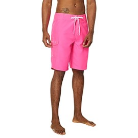 O'NEILL Men's 21 Inch Solid Boardshorts - Water Resistant Swim Trunks for Men with Quick Dry Stretch Fabric and Pockets,Neon Pink-34