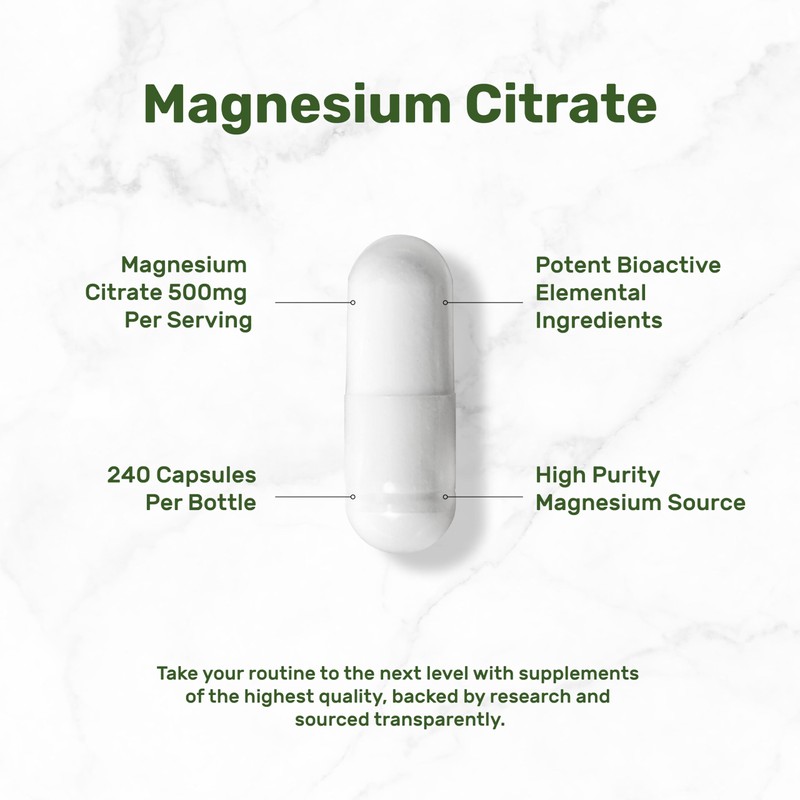 DEAL SUPPLEMENT Magnesium Citrate 500mg, 240 Capsules | Easily Absorbed,