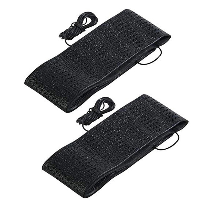 2 Black Lace-On Cover Grip Steering Wheel Stretch Vehicle Auto