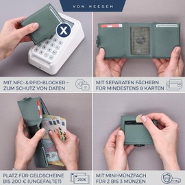 VON HEESEN Slim Wallet with RFID Protection - Men’s and Women’s Mini Wallet - Credit Card Holder, Money clip, card case - Small Wallet