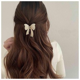 Aneneiceera Vintage Pearl Butterfly Hair Clip Claws Metal Gold Hair Claw Barrette Pearl Butterfly Hair Holder Clips Minimalist Jaw Hair Clamp Non Slip Hair Catch Decorative Hair Accessories for Women