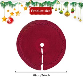 Christmas Tree Skirt, (24inch, 36inch, 48inch), Woven Tree Foot Base Cover, Woven Tree Skirt Base Floor Mat Cover for Christmas, New Year or Holiday Party Decoration(Red/24inch)