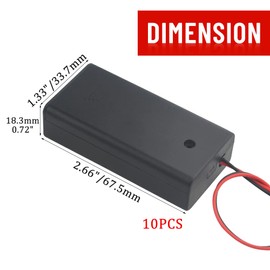 WMYCONGCONG 10 PCS AA Battery Holder with Switch, 2X 1.5V AA Battery Holder Case Storage Box w/Wire Leads and ON/Off Switch