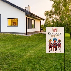 Nepnuser Kentucky Garden Flag Run for The Rose Horse Racing Party Decoration Double Sided Lawn Front Yard Sign