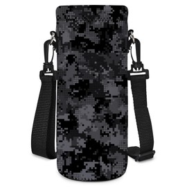 AUPET Water Bottle Sling Bag Carrier Crossbody Sleeve,Insulated Neoprene Bottle Case Holder Pouch Cover 500ML/17oz with Shoulder Strap for Walking Women Men (Grey camouflage)