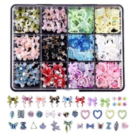 MIRKUZI Rhinestones for nails, nail jewellery set, pearl moon love resin nail jewellery (A6)