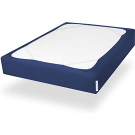 SPRINGSPIRIT Alternates for Bed Skirt Queen, Box Spring Cover Queen Size with Smooth and Elastic Woven Material, Wrinkle & Fading Resistant, Washable, Dustproof, Navy