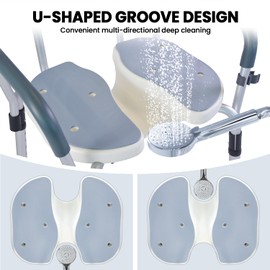 Medwarm Shower Chair, U Shape Shower Chair with 6-Level Adjustable, Non-Slip Feet for Private Washing, Elderly, Disabled, Seniors & Pregnant，Heavy Duty Shower Chair