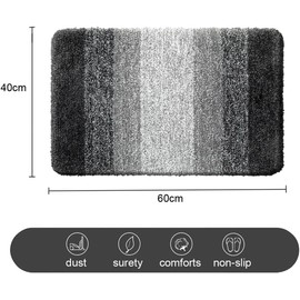 Alfombrilla de baño Antideslizante Absorbente, Alfombrilla de Felpa de baño Lavable a máquina,Alfombrilla Absorbente para Cocina, Dormitorio (Gradiente Blanco y Negro, 40x60 CM)