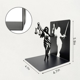 Lady Justice Statue Bookends - Metal Scales of Justice Decor for Law Office, Lawyer Gifts, Bookshelf or Desktop, 4.7x4.7x6 Inch Rustic Lawyer Office Decor