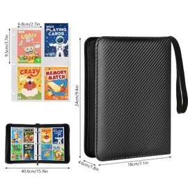4 Pocket Trading Card Binder with Zipper, Holds 400 Cards, Trading Card Holder Album with Removable Sleeves for Sports Card Binders, Playing Card, Game Decks Card Collection Binder for Playing Cards