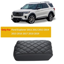 GIANT PANDA Custom Fit Center Console Cover for 2011-2019 Ford Explorer- Waterproof Faux Leather Armrest Center Cover - Full Protection - Black