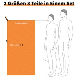 Pameil Microfibre Towel Set of 3 (160 x 80 cm Large Bath Towel + 2 Pieces 80 x 40 cm Small Towel), Travel Towel Quick-Drying Microfibre Towels for Fitness Sauna