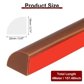 uxcell 157 Inch Flexible Quarter Round Molding, Flexible Molding Trim, Double-Sided Silicone Peel and Stick Trim Self-Adhesive Shower Water Barrier for Floor Corner, Tub, Brown