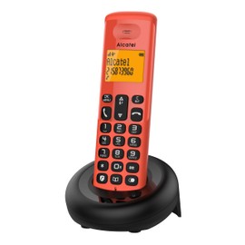 Alcatel E160 Red Cordless DECT Phone with Blocking Unwanted Calls, Large Orange Backlit Display, Easy to Read, Classic and Polyphonic Ringtones