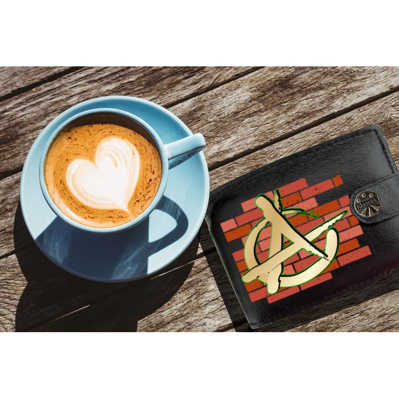 Klassek Anarchy Symbol Wall Chaos Revolution Mens Wallet with Chain