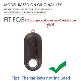 SANRILY Funda de Silicona con Textura de Fibra de Carbono ABS para Fiat 500 500c 500l 500x sin Llave, protección Completa con Kwychain Rojo