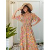 Seta T Women's Summer Dresses Casual Floral Short Sleeve V
