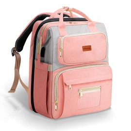 Gimars 6 in 1 Large Diaper Baby Bag with Changing Station for Boys Girl, Waterproof Baby Diaper Bags for Travel with Insulated Milk Bottle Pocket, Large Capacity and Stroller Straps, Pink